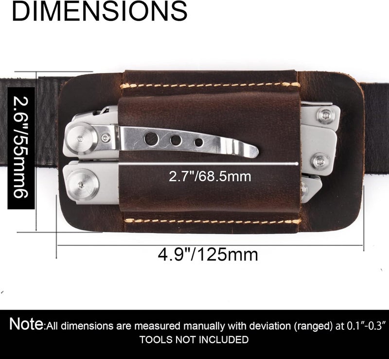 topstache Leather Sheath, Handmade Multitool Holster, Horizontal Carry Leather Knife Sheath for Belt, EDC Pocket Organizer for Men,Size M,Darkbrown - Image 3